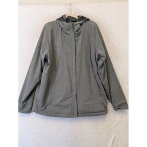 Kirkland Signature Softshell Jacket Women's XL Gray Hooded Faux Fur Lined Zip